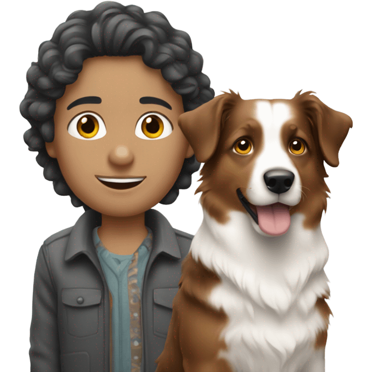 2 white people with 2 Australian shepherds emoji