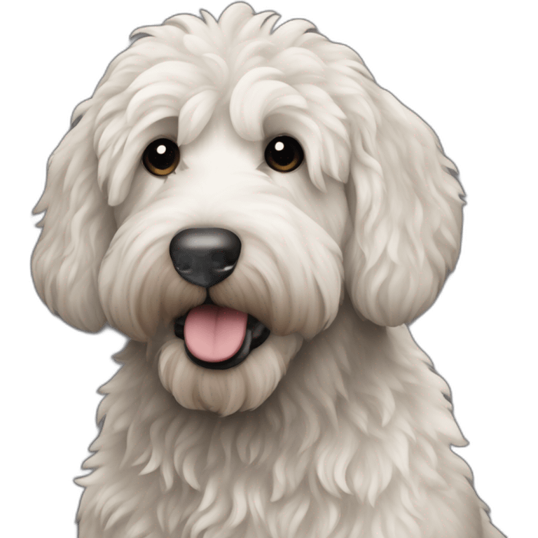 Perro labradoodle blanco con negro emoji