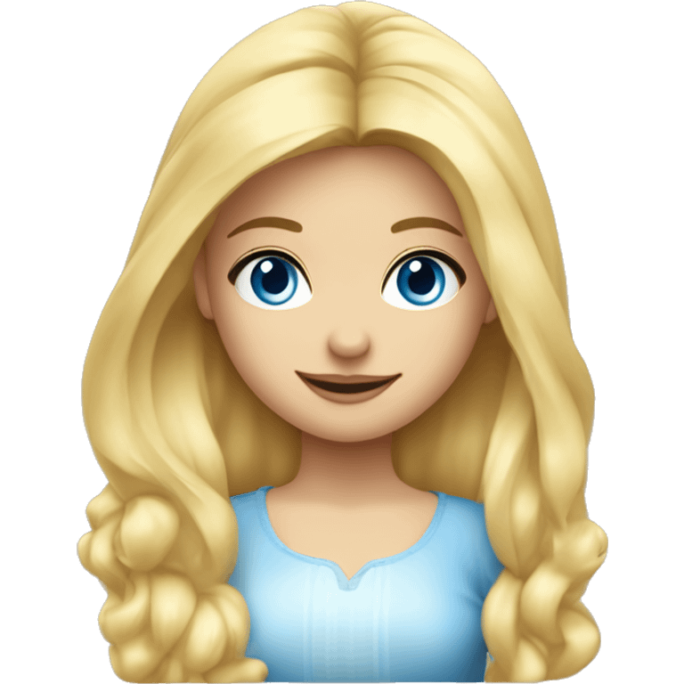 Blondes Mädchen mit langen Haaren und blauen Augen schläft emoji