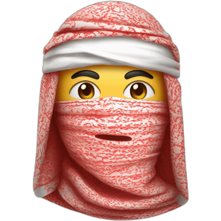 Masked with the Saudi Arabic red and white Shemagh   emoji