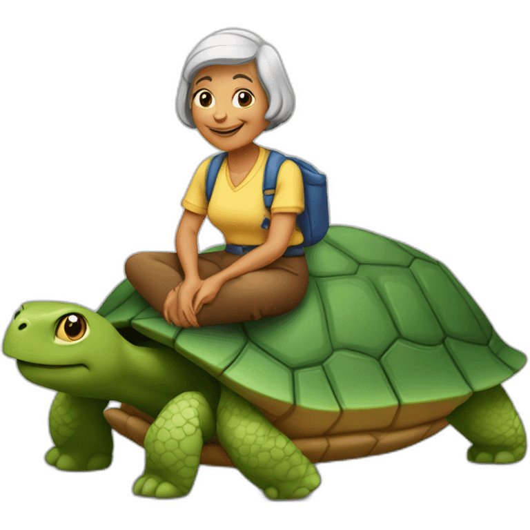 Mamie sur tortue emoji