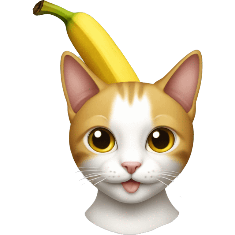 A cat with a banana peel on it’s head  emoji