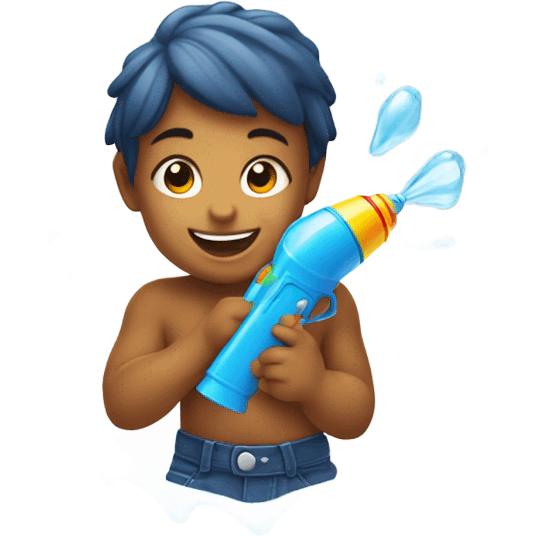 Baby shooting with a watergun emoji