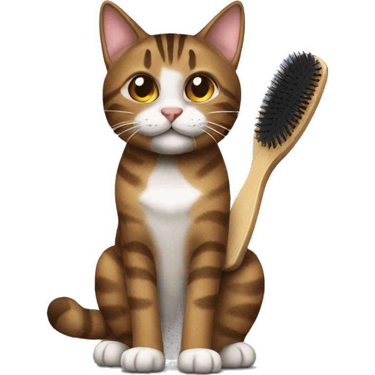 generate a brown tabby cat asking to be brushed emoji