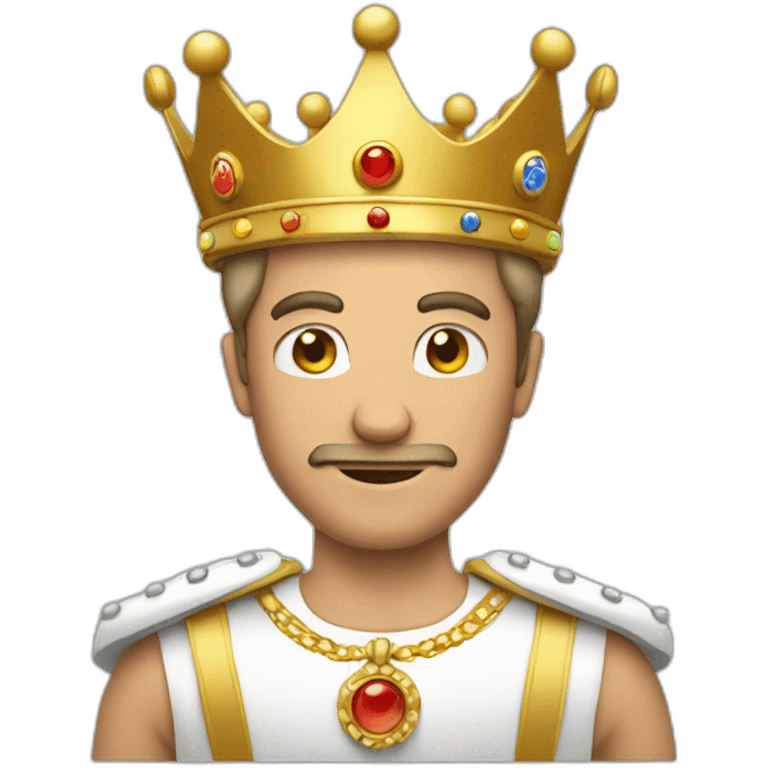 Men in crown using phone emoji