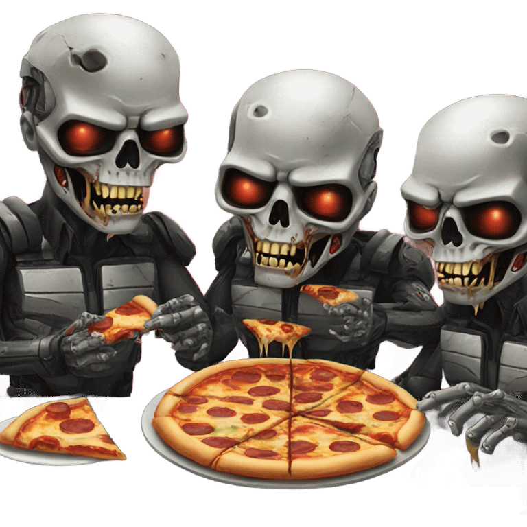 terminator zombies eating pizza emoji