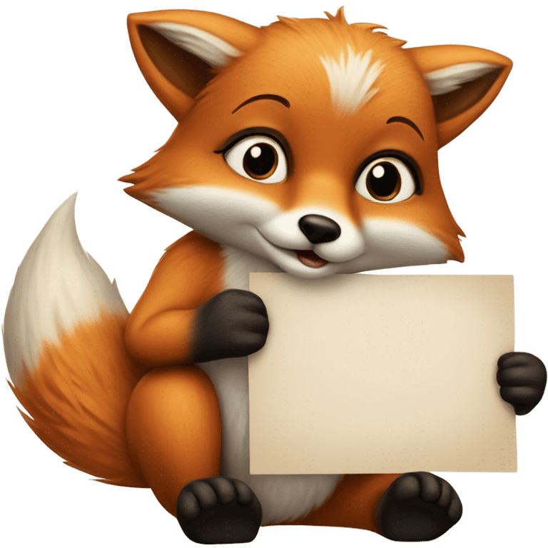 Detailled and photorealistic Baby fox with a blank sign emoji