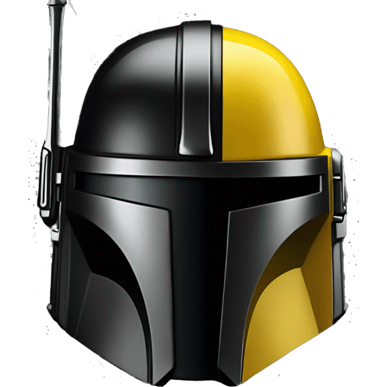 Gloss black and yellow mandalorian helmet with one antenna emoji