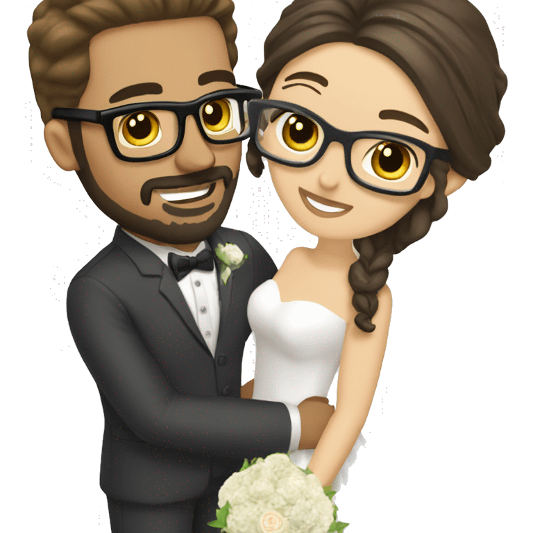 I need a groom with dark brown hair dark brown beard and googles and a blonde bride  emoji