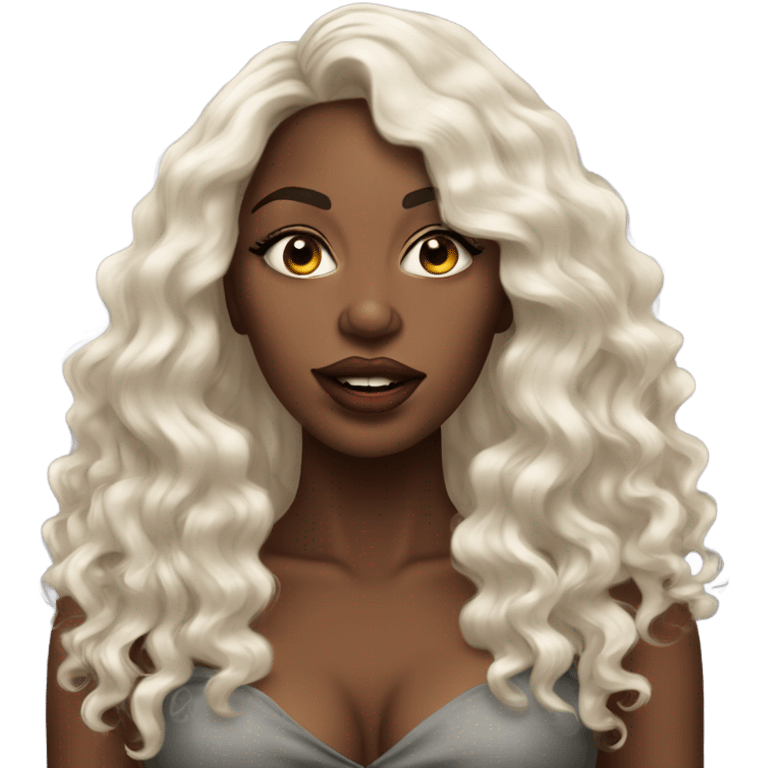 stunning african woman big lips and long wavy hair  emoji