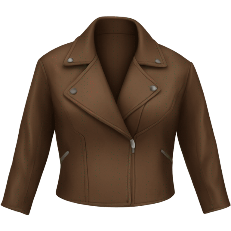 Brown oversize womens open button up leather jacket  emoji