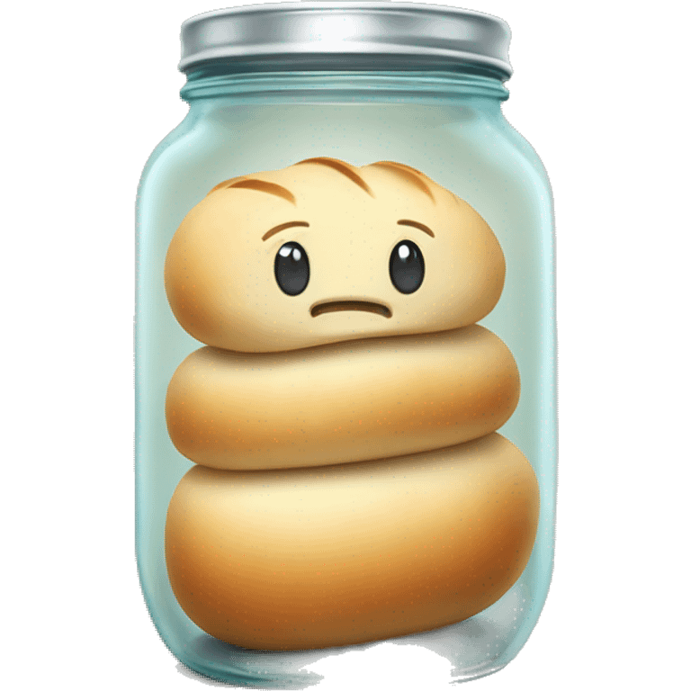 Lump of bread dough in a mason jar emoji