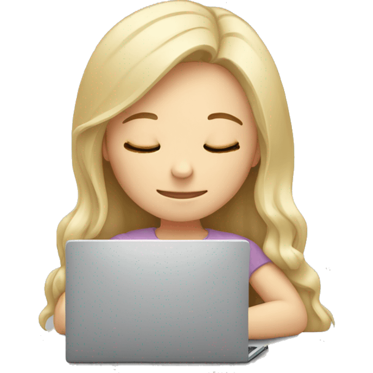 Girl sleeping and using laptop pale emoji