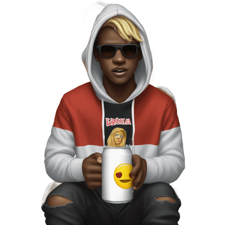 ksi wearing a logan paul hoodie drinking prime  emoji