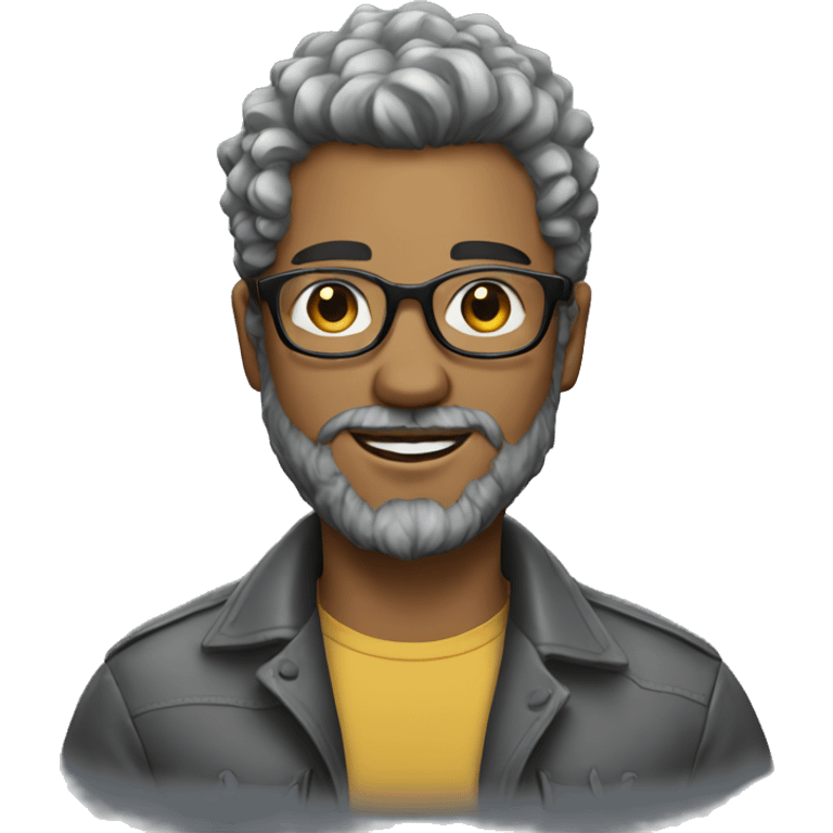 Young man with glasses and salt and pepper hair and beard  emoji