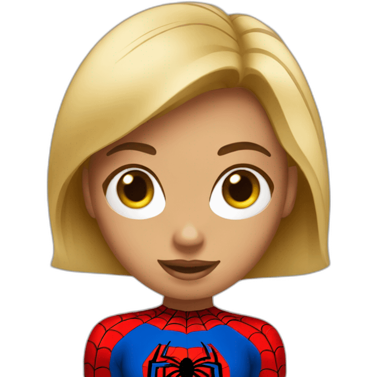 tanned blonde girl with bobbed hair with spider man mask emoji