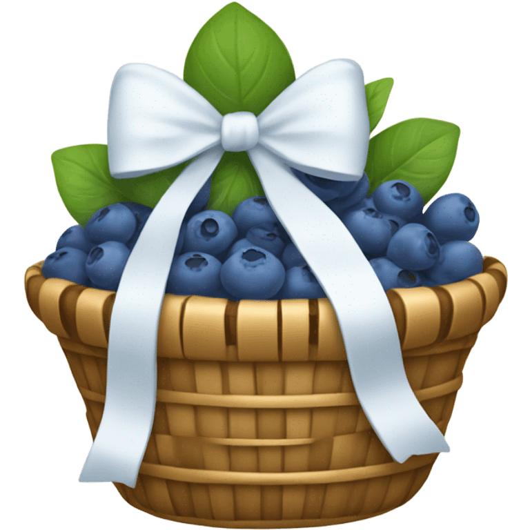 Blueberry basket with floral white bow  emoji