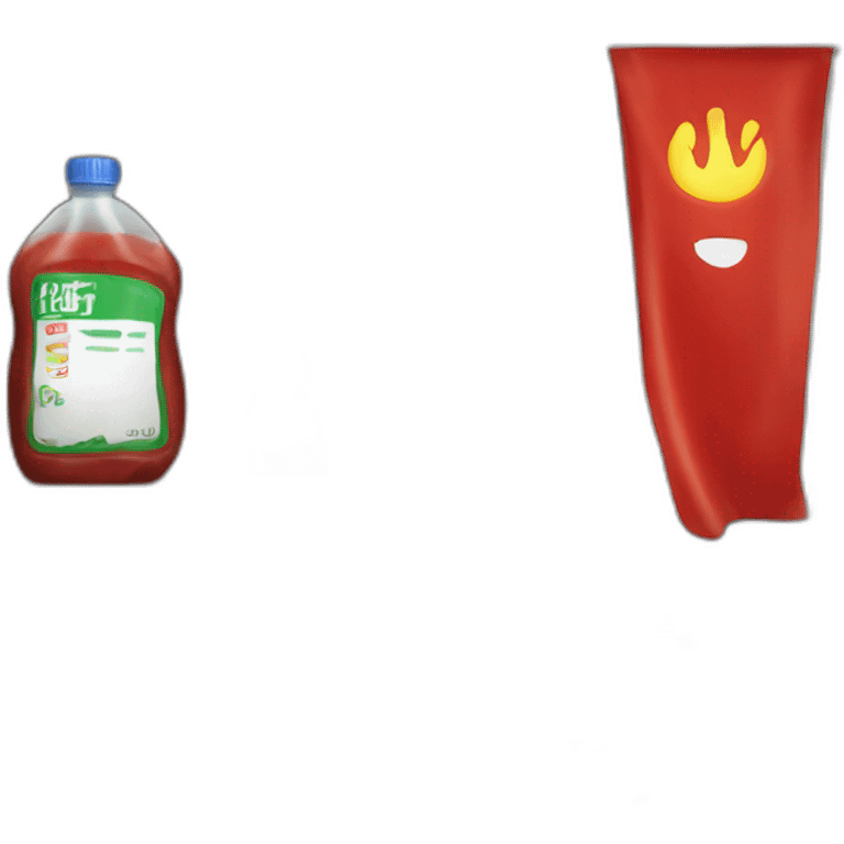 Isa flag in room with fuel and a cupboard with ketchup emoji