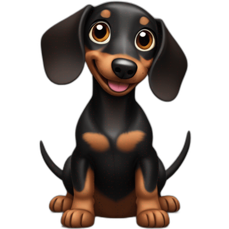 A happy Black and Chocolate Dachshund wagging its tail. emoji