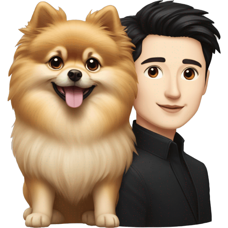 Pavel Durov and long hair Pomeranian dog, heart emoji