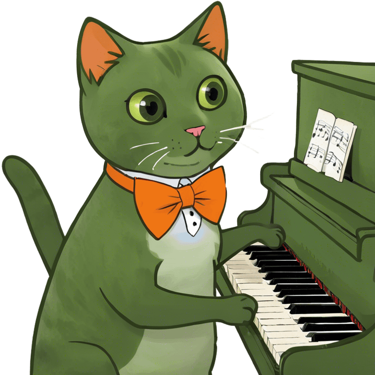 Orange cat playing piano  emoji