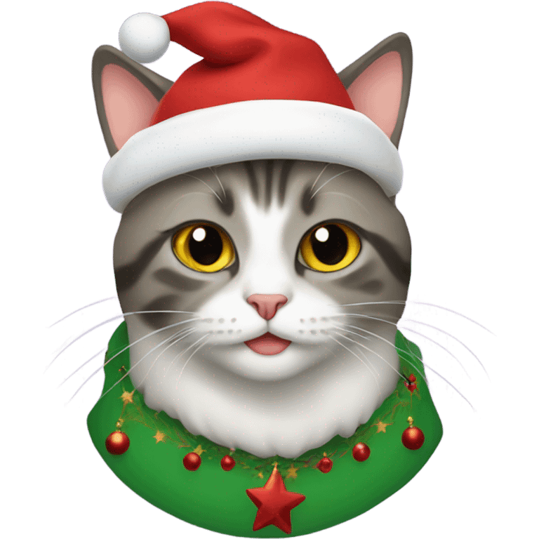 Cat with a Christmas fit emoji