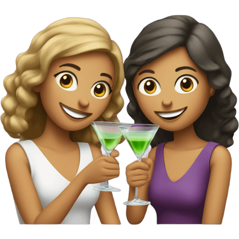 two girls sipping martinis emoji