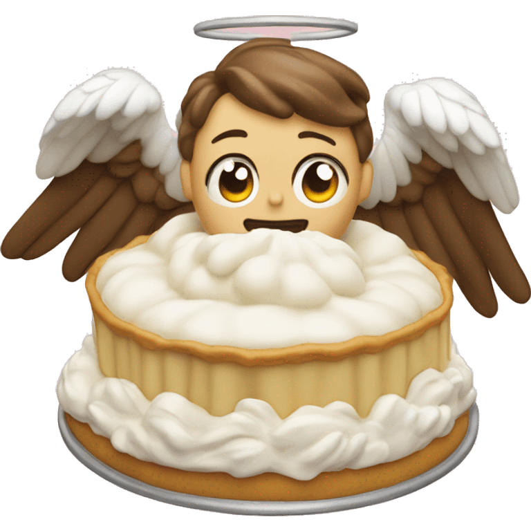 a cream pie flying with angel wings emoji