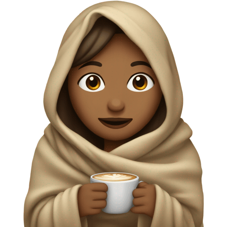 girl inside a blanket sipping coffee eyes closed emoji