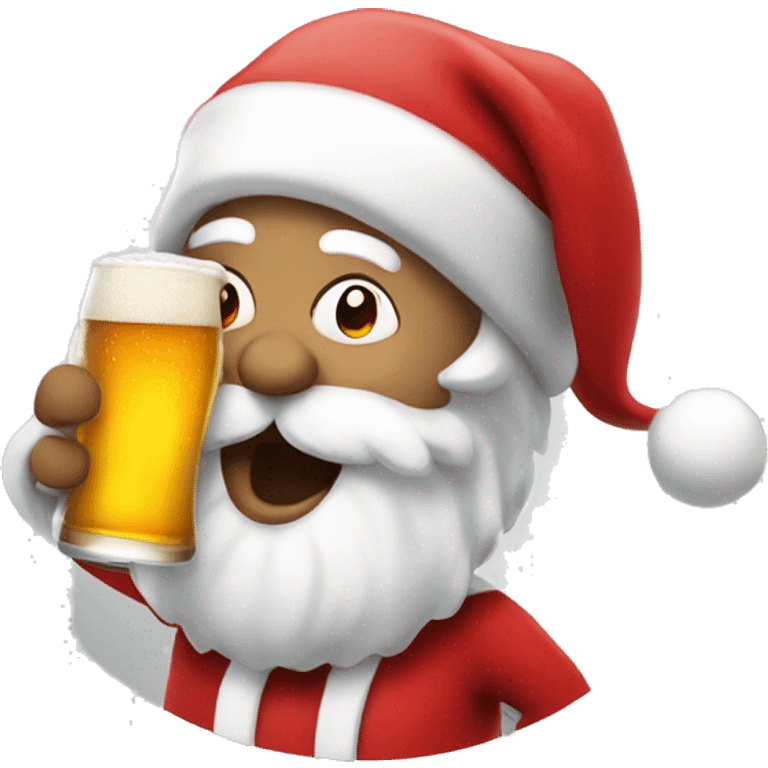 Santa chugging a beer emoji