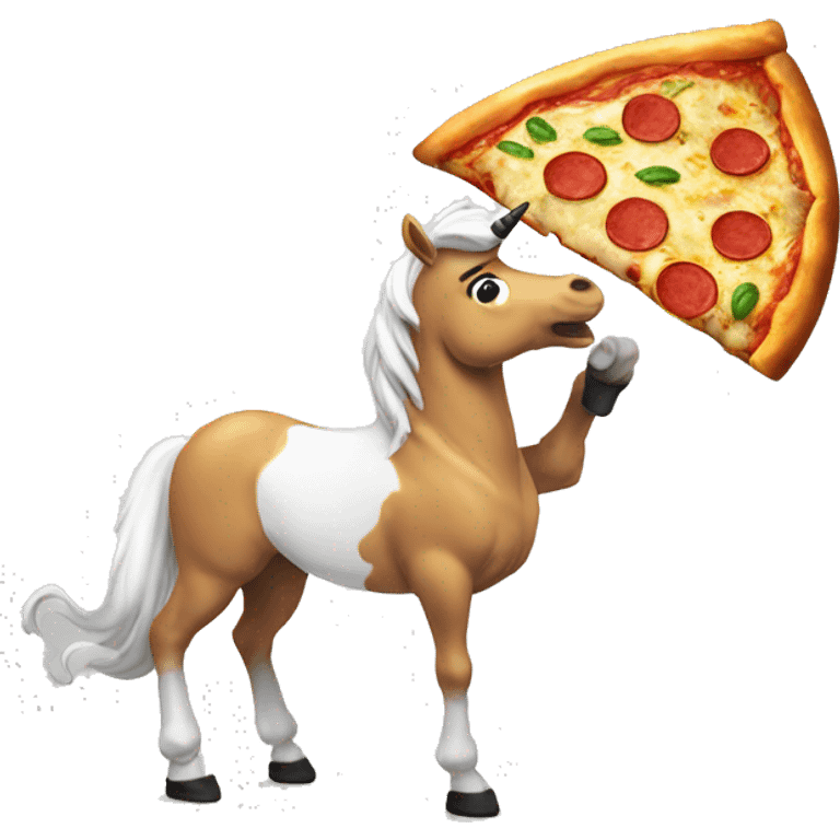 Emoji de un unicornio comiendo pizza emoji