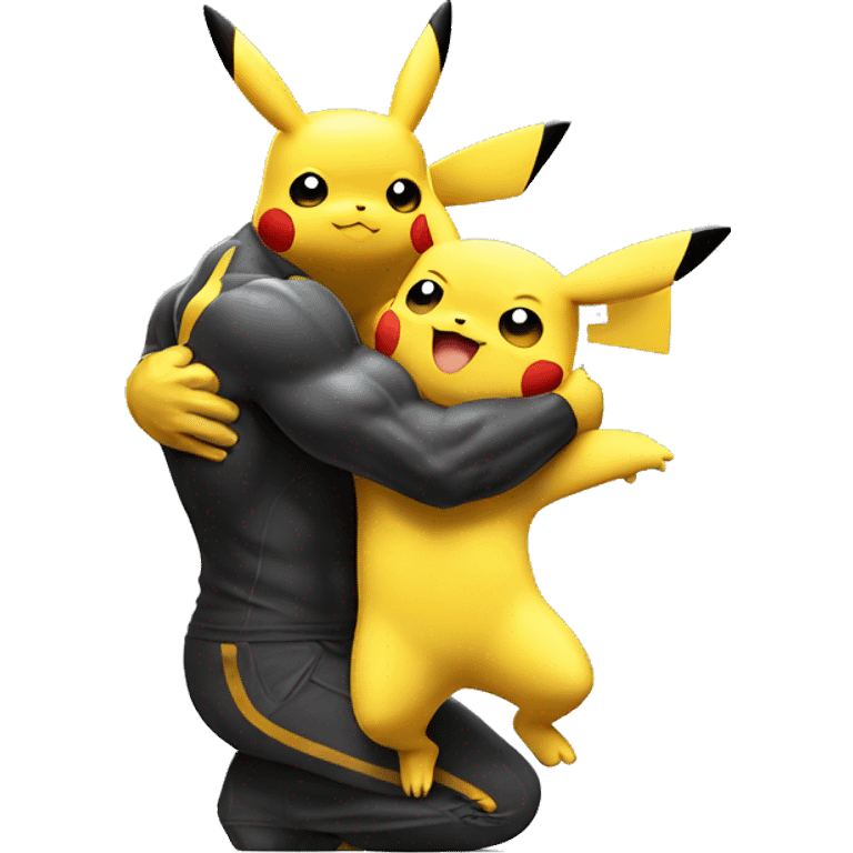 pikachu hugging a bodybuilder  emoji