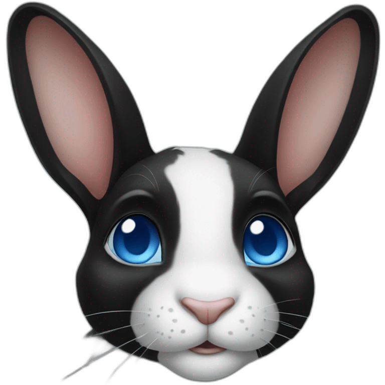 Black dutch rabbit with blue eyes emoji