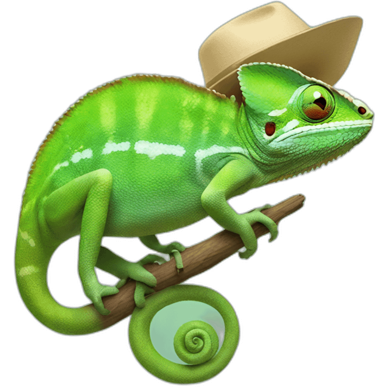 Chameleon with hat and rap emoji