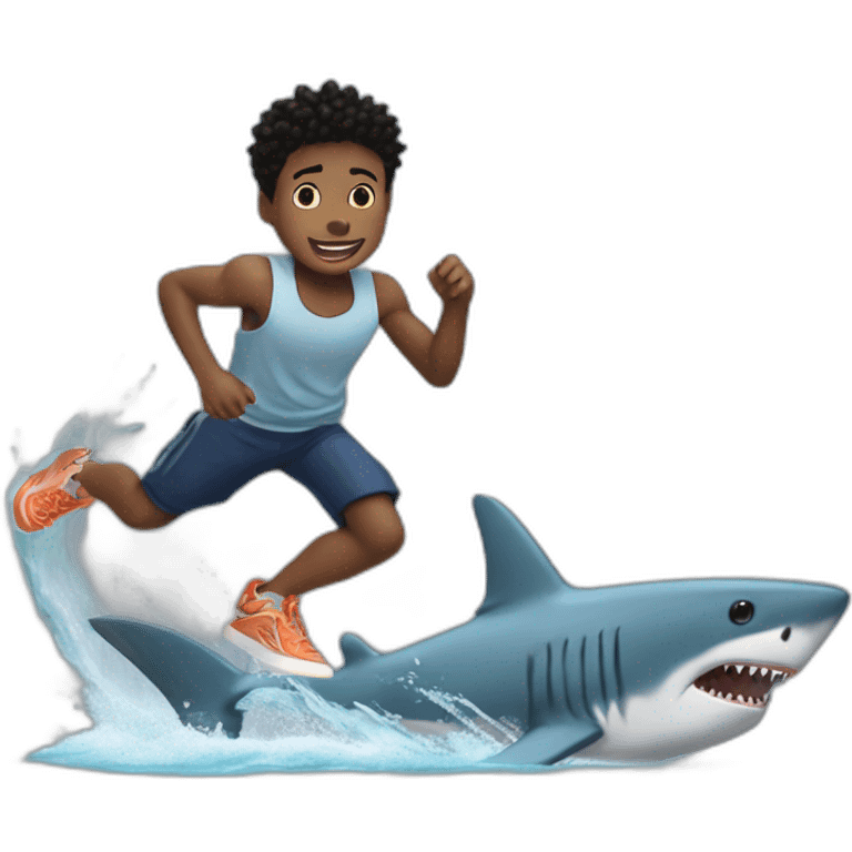 4kt nba youngboy boy running from a shark while a shark running away from Nicole Robin full body emoji