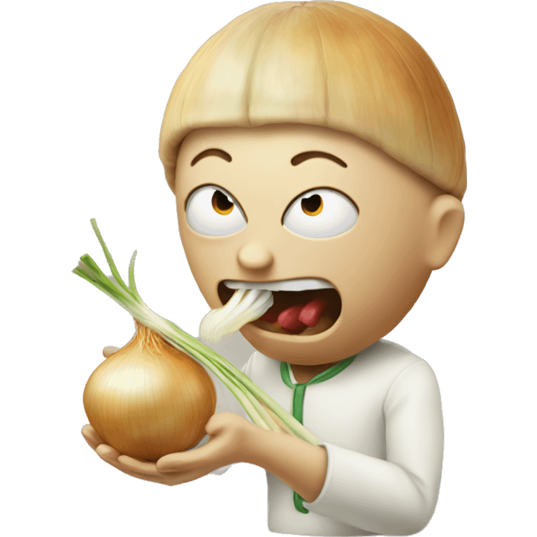 an onion person eating onions emoji