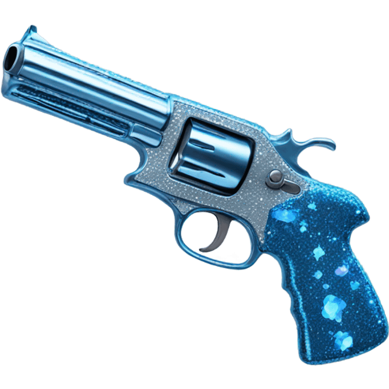 Chrome blue sparkly gun emoji