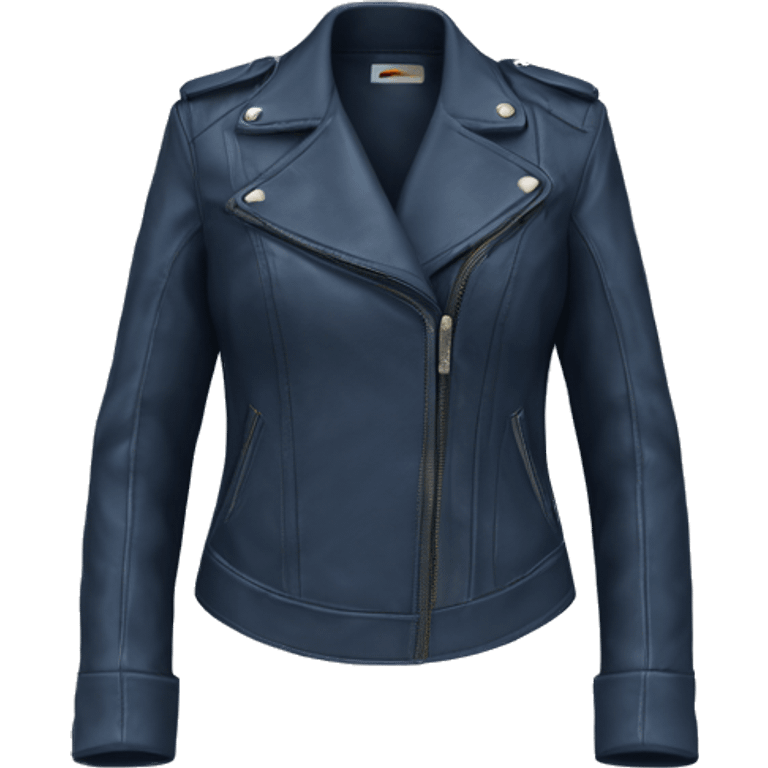  Realistic open front Navy blue leather fashion jacket isolated.  emoji