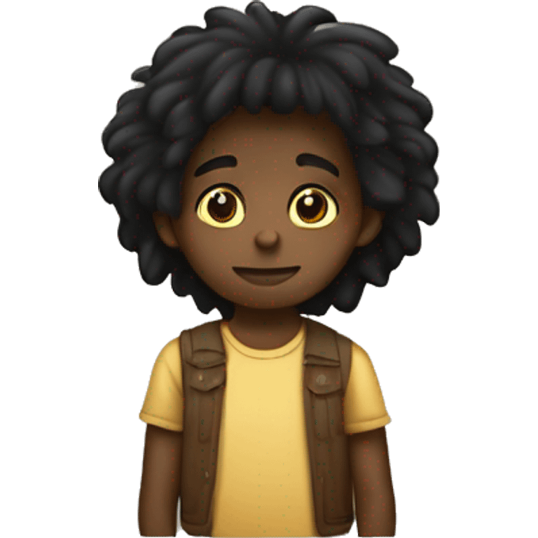 Niño negra con n u león en piyamas emoji