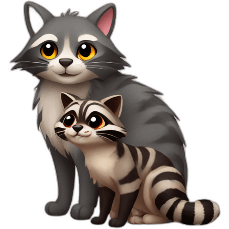 Cat and raccoon love emoji