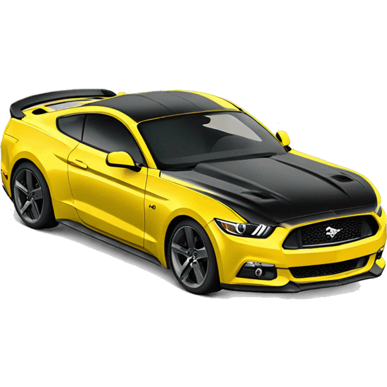 Create me an emoji of a 2015 Mustang GT, yellow with tinted windows and windshield. black wheels. No stripes emoji