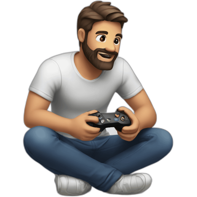 Beard man playing videogames emoji