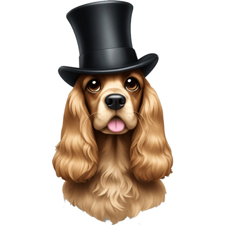 Cocker spaniel wearing a tophat emoji