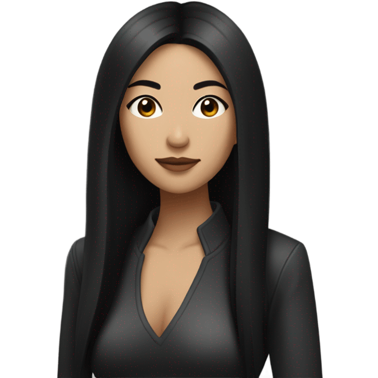 Baddie Asian long black hair straight Latina emoji