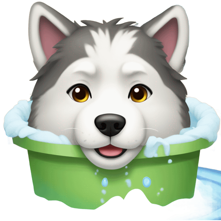 Malamute having a spa day emoji