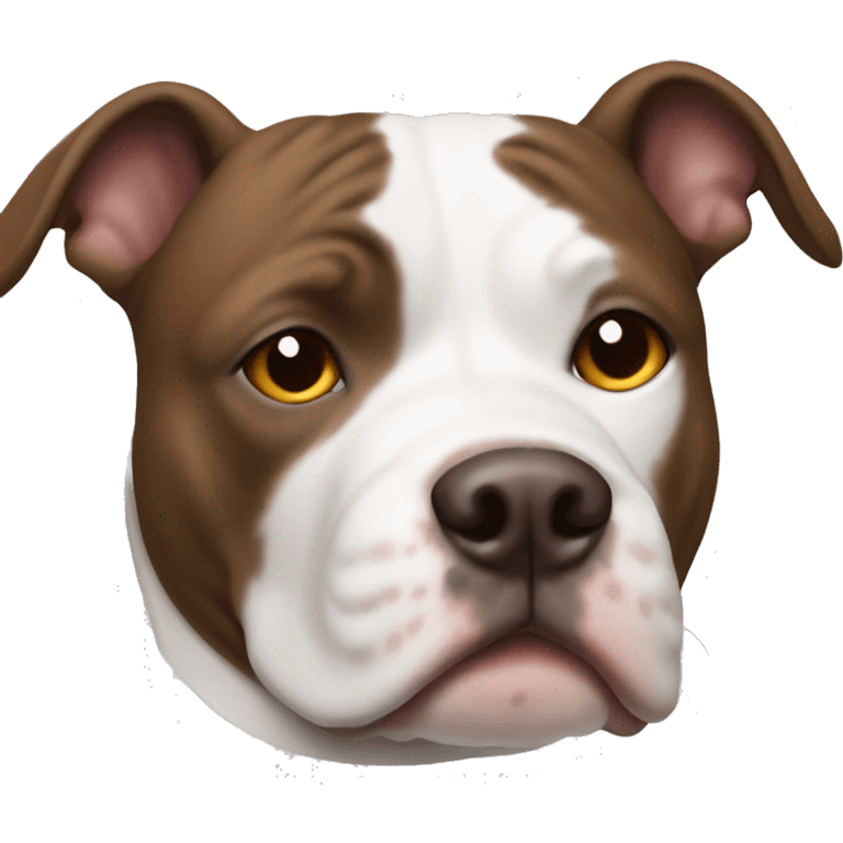 Pitt bull dog with all white face and brown ears and nose  emoji