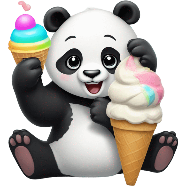 Panda eating ice cream emoji