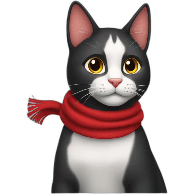 Gato negro con bufanda roja emoji