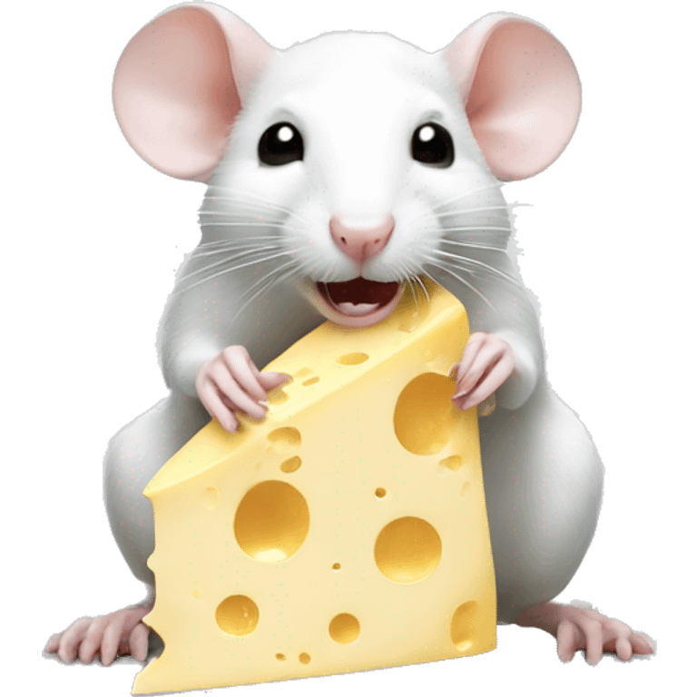 White rat eating cheese  emoji