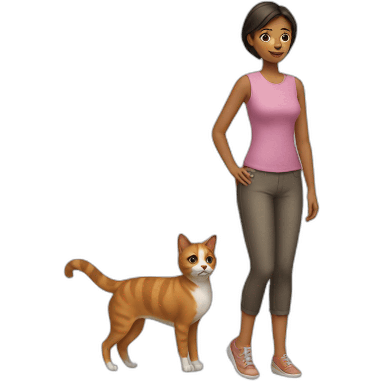 woman with a cat and back small dog emoji